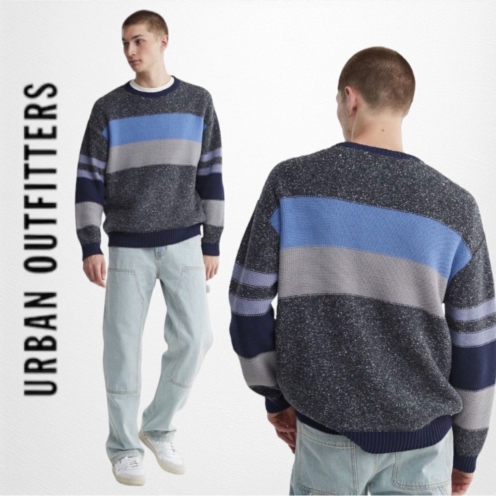 NEW BDG Urban Outfitters UO Placed Stripe Crew Neck Sweater L